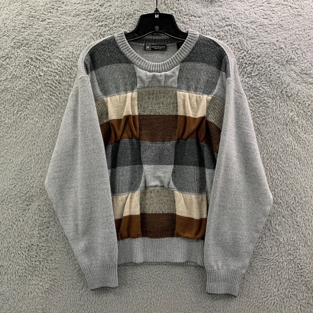BACHRACH Sweater Mens Size Medium Pullover Gray*